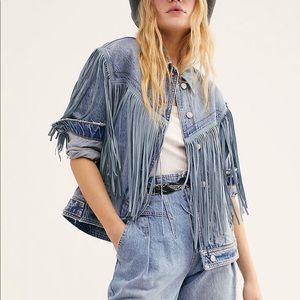 FP western fringe denim jacket. Never worn!